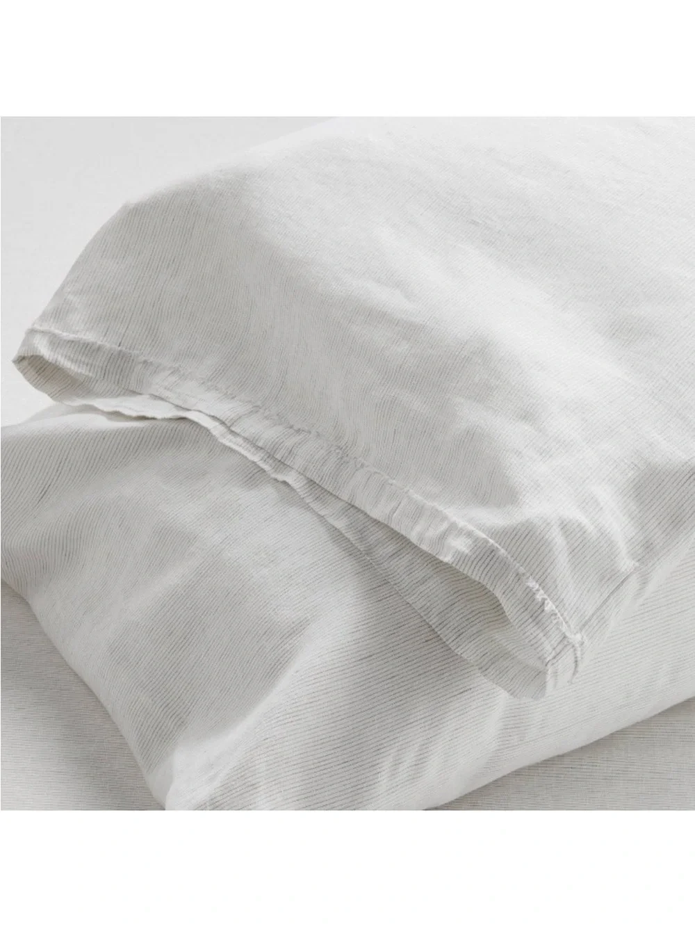 NWT California King 100% Linen Sheet Set Dark Gray Micro Stripe - Casaluna